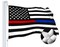 G128 - Thin Blue Line Police & Thin Red Line Firefighter Heavy Duty 220GSM Tough Spun Polyester Embroidered 2.5x4ft US American Flag Brass Grommets Honoring Law Enforcement Officers First Responder